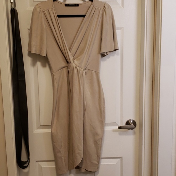 Faux suede dress with front knot - Picture 2 of 5